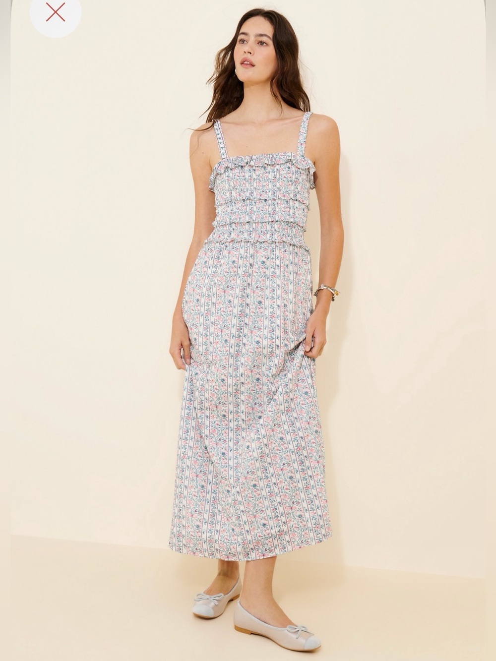 NWT Hill House Home Analiese Nap Dress | Etched Floral Stripe White | Small